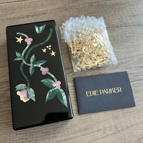 New Edie Parker Currant and Stars Clutch with Chain - Picture 2 of 8